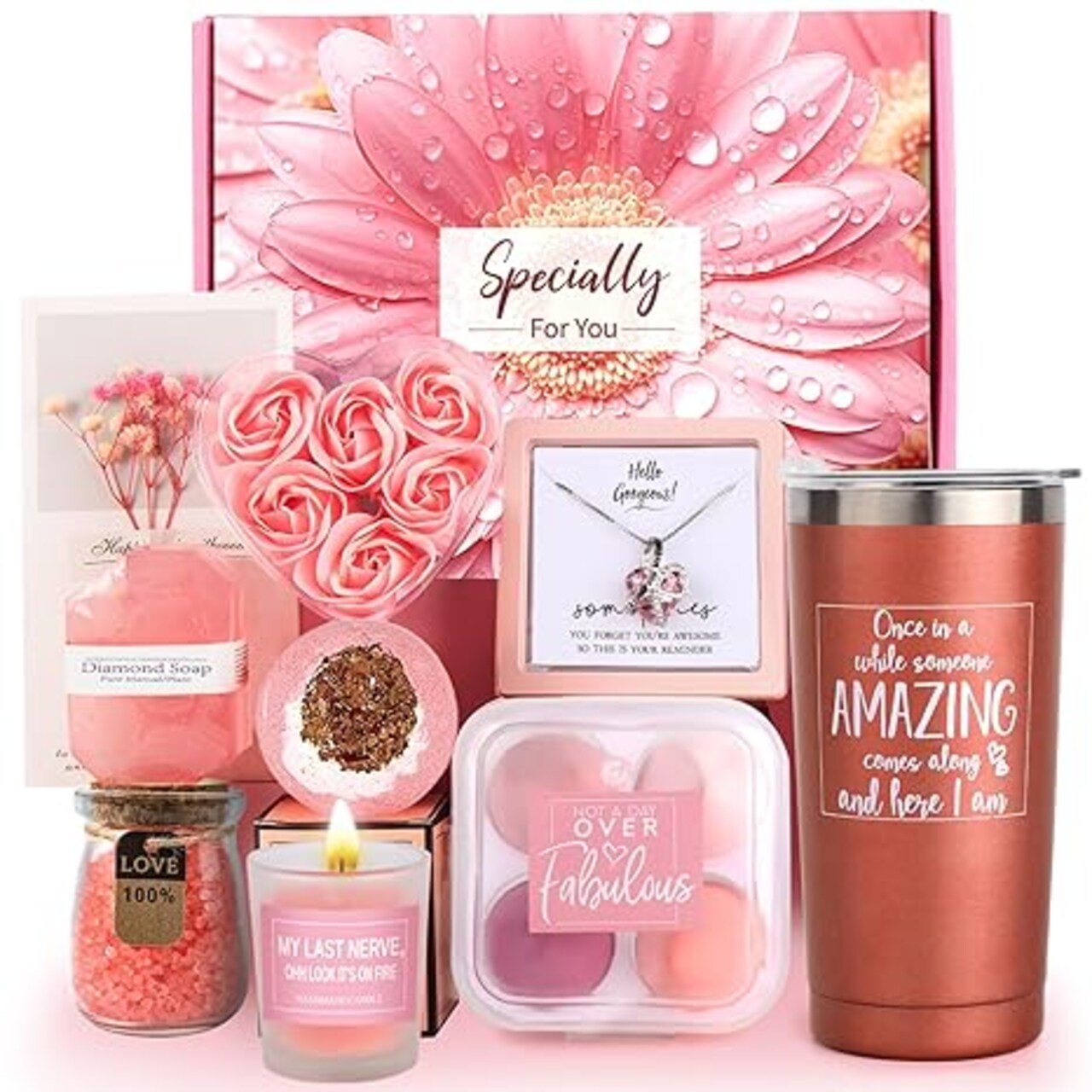 Birthday Gifts for Women,Her,Mum,Wife,Girlfriend,Friend,Sister,Relaxing Spa Gift Basket,Happy Birthday Gifts Box,Christmas,Valentines,Think Of You,Thank you Gifts,Sympathy Gift Baskets for Women